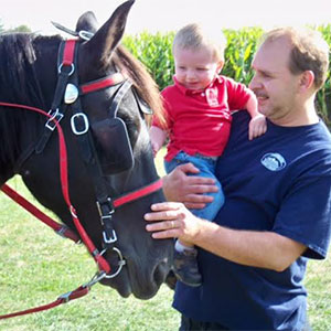 Enjoy a horse-drawn hayride at Shaw Farms near Cincinnati, Ohio.